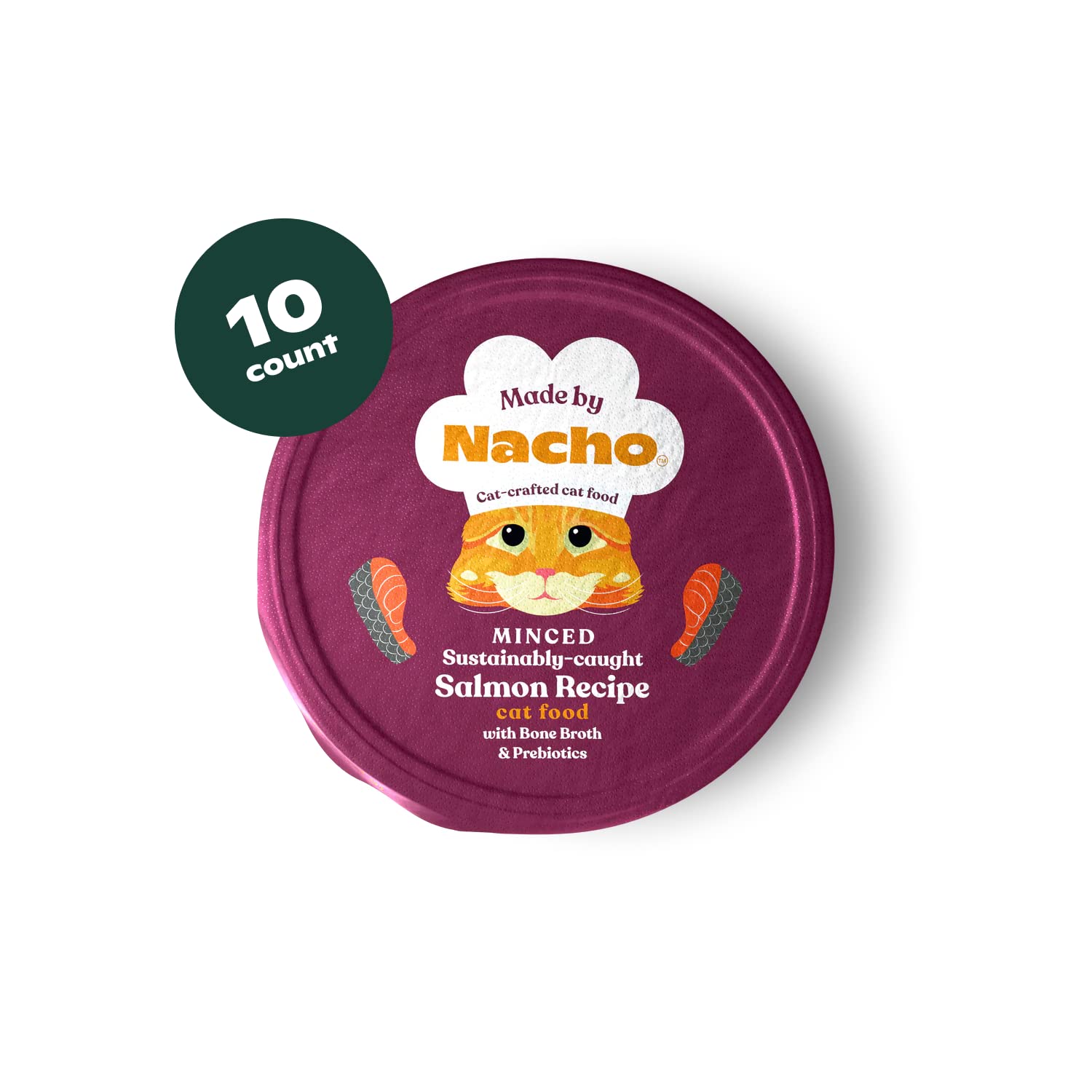Made by Nacho Wet Cat Food, Sustainably-Caught Minced Salmon in Bone Broth for Hydration, Digestive Health, High Protein, 2.5 Ou
