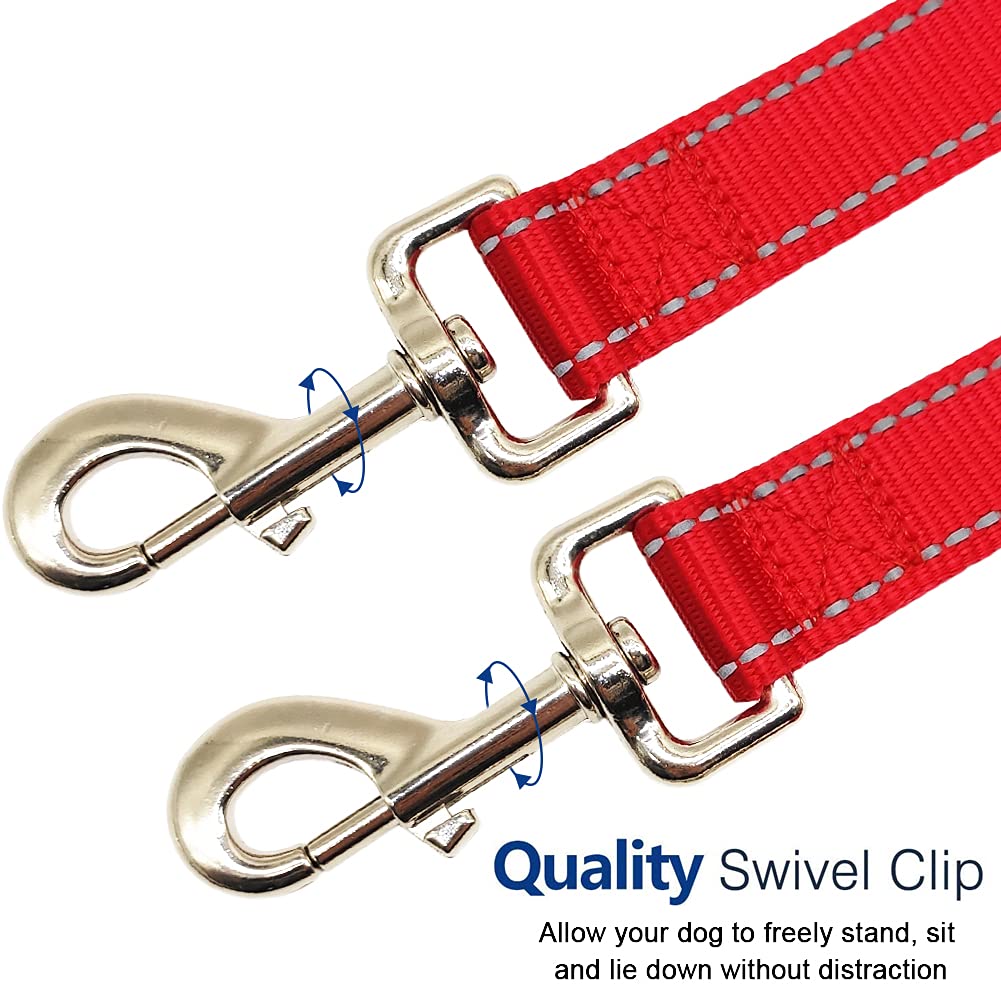 Sepxufore 6Foot Tie Out Nylon Dog Leash, Heavy Duty 1' Wide Reflective Thick Lead For Medium Large Dogs Indoor Outdoor Front Yard Camping (Red)
