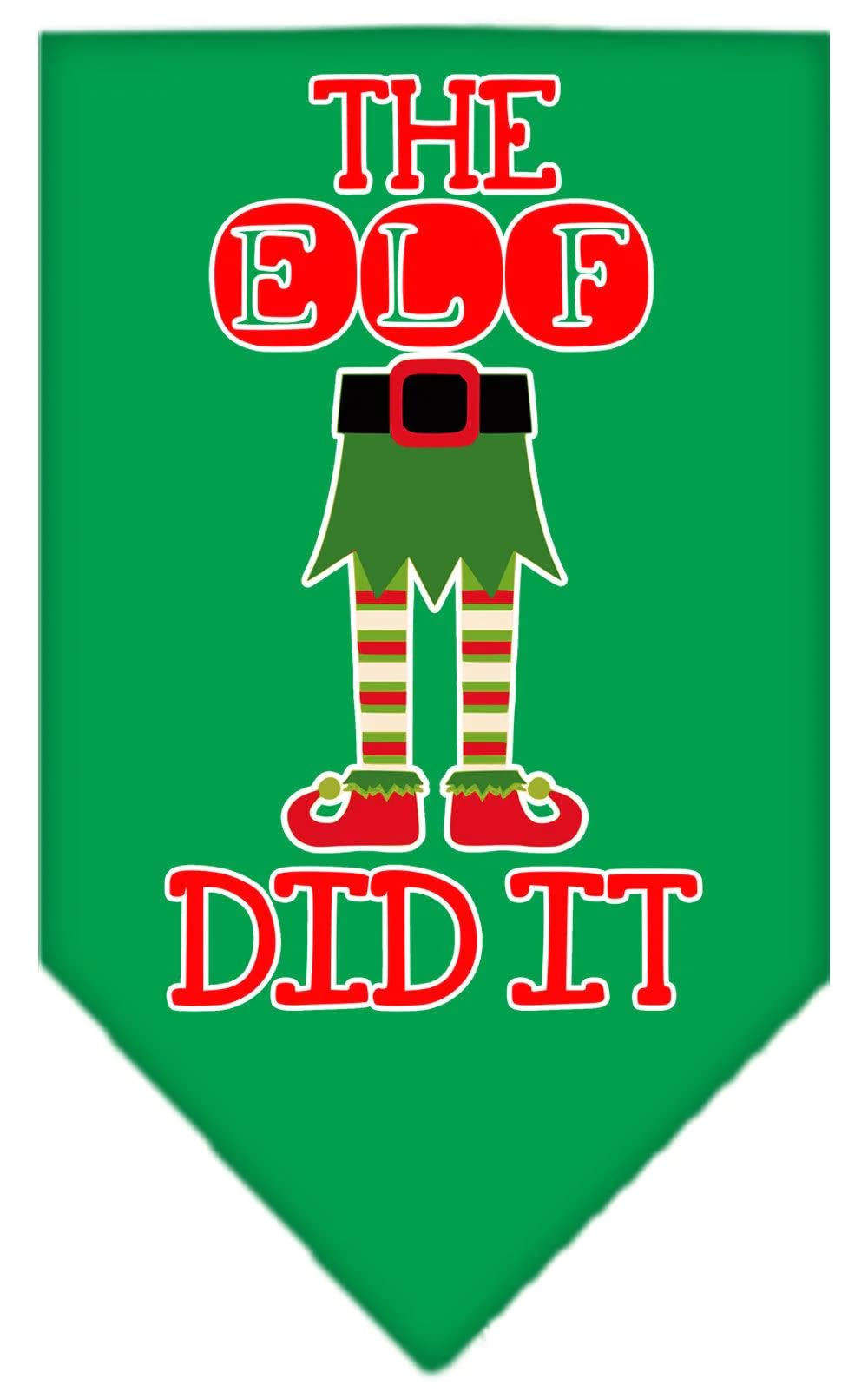 Christmas Pet and Dog Bandana Screen Printed, "The Elf Did It" Turquoise Large