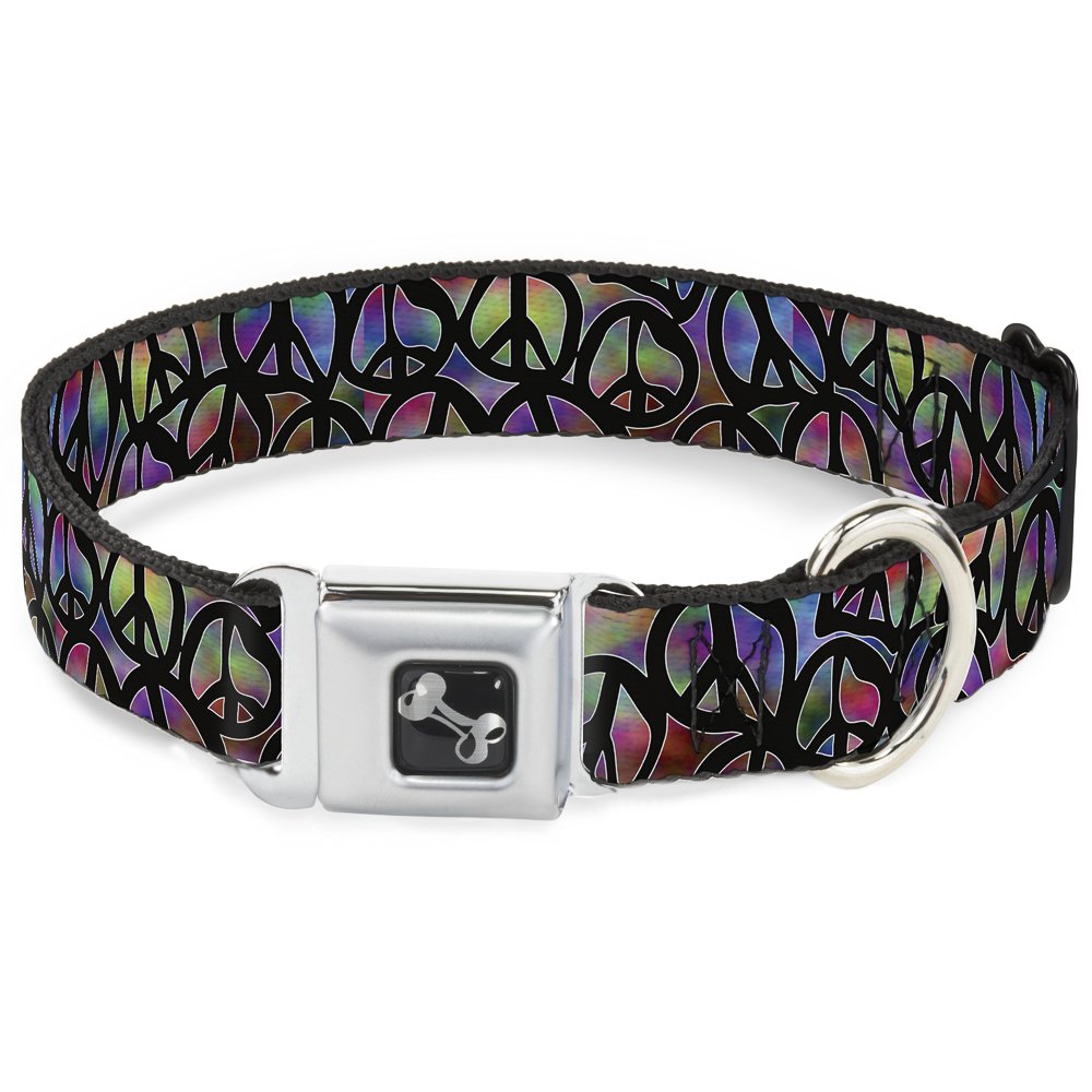 Buckle-Down Seatbelt Buckle Dog Collar - Peace Psychedelic - 1'' Wide - Fits 15-26'' Neck - Large, Multicolor (Dc-W31611-L)