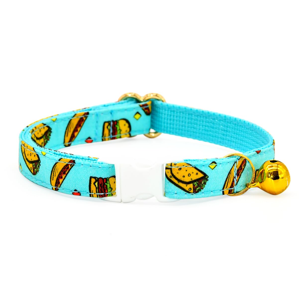 Taco Cat Collar Bow Tie, Breakaway Safety Collar, Wedding/Birthday Cat Accessories, Adjustable Bowtie, Removable Jingle Bell