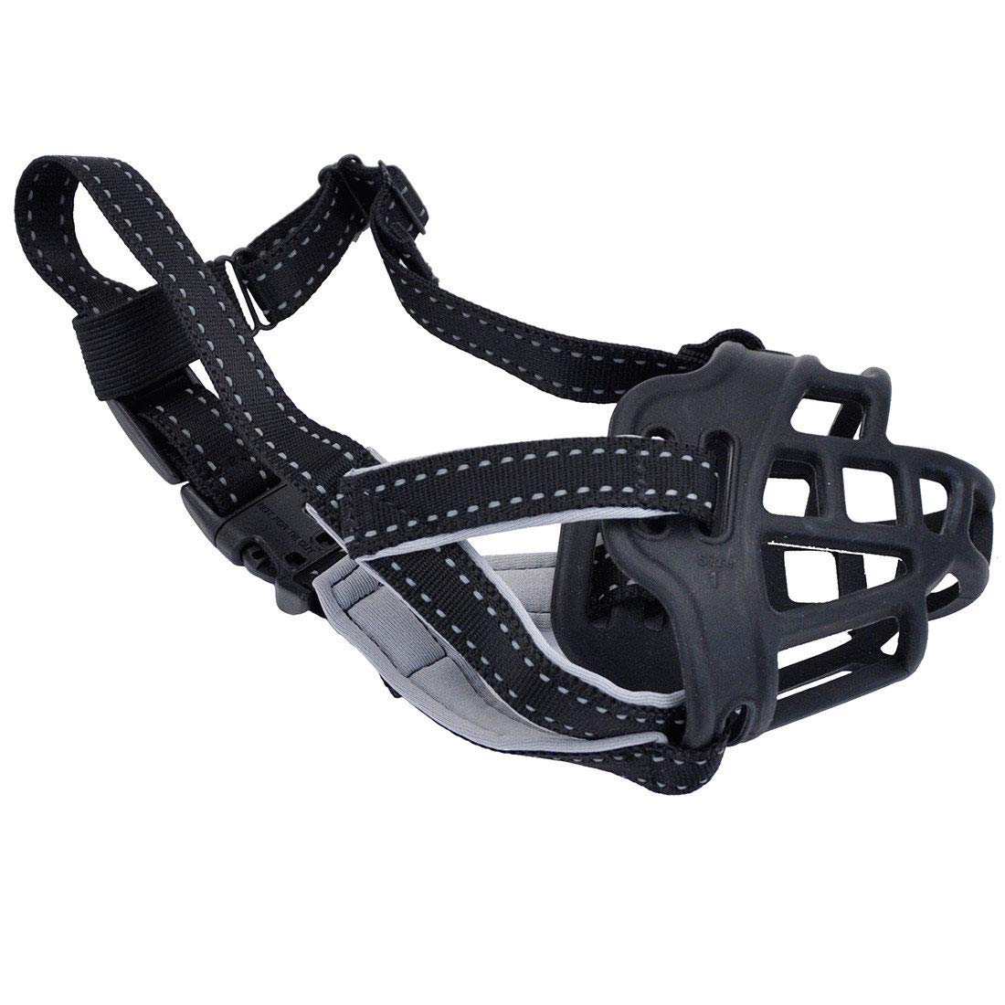 Coastal Pet Soft Basket Muzzle - Custom-Fit For Comfort - Indoor & Outdoor Dog Accessory - Adjustable Strap - Flexible Silicone - Allows Panting & Drinking - Black, 02