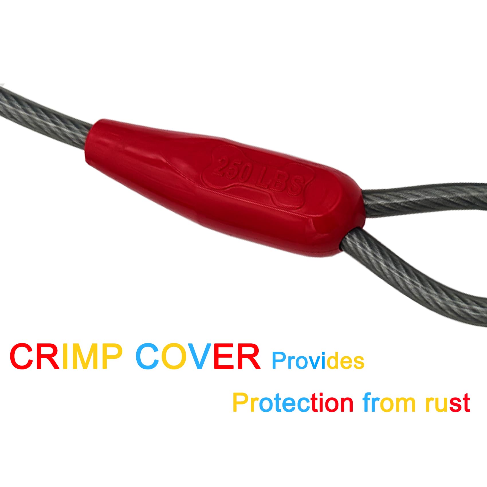 Petest 40Ft Tie-Out Cable With Crimp Cover For Super Dogs Up To 250 Pounds