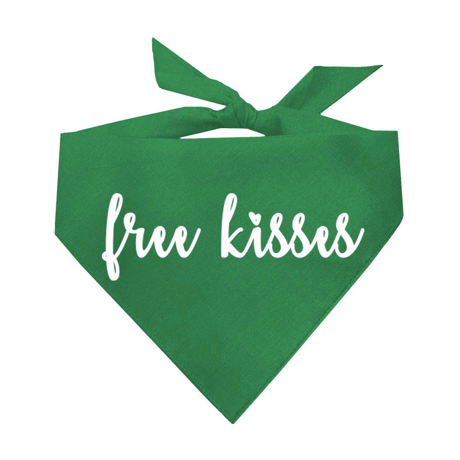 Free Kisses Valentine'S Day Dog Bandana (36 Green, One Size)