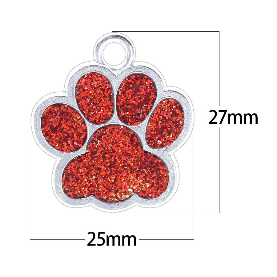 Coolliant Cute Personalized Pet Name Tags - Glitter Custom Pet Id, Dog Id Tags Engraved, Paw-Shaped Small: Green