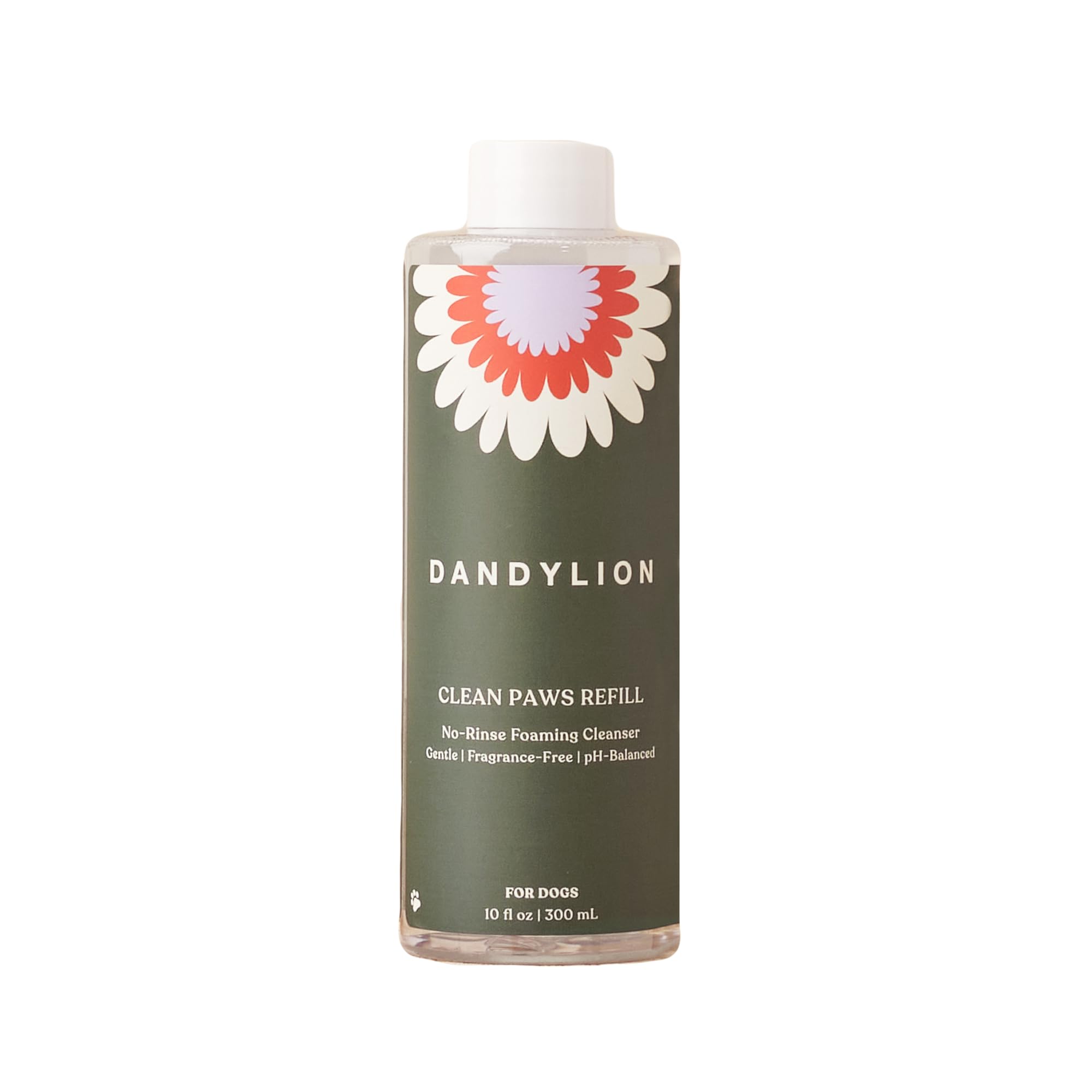 Dandylion Clean Paws No-Rinse Foaming Cleanser Refill - Gentle, Fragrance-Free, Ph-Balanced For Dogs, 10 Fl Oz