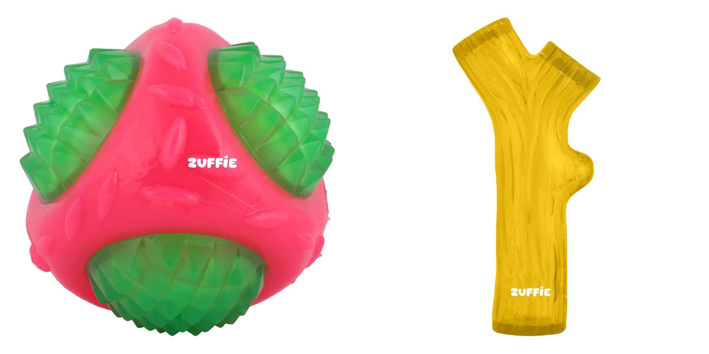 Zuffie Flashing Ball Chew Toy And Branch Chew Toy  Durable Puppy Teething Aid | Combo Of 2
