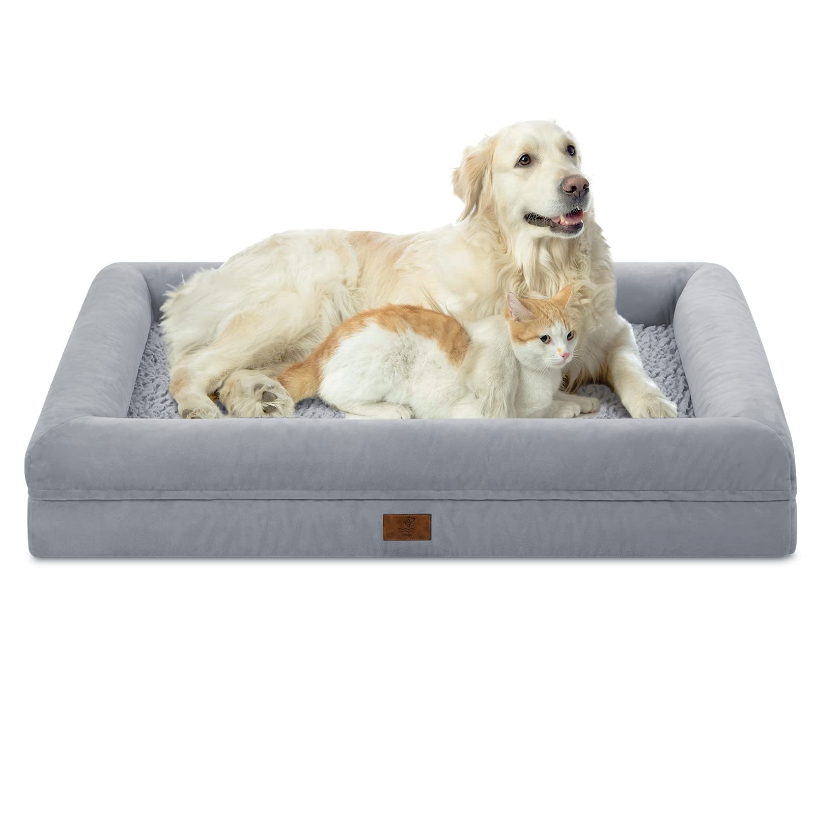 Yiruka Xl Orthopedic Gel Cooling Memory Foam Dog Bed - Washable With Removable Cover, Waterproof Non-Slip Bottom, Big Couch For 