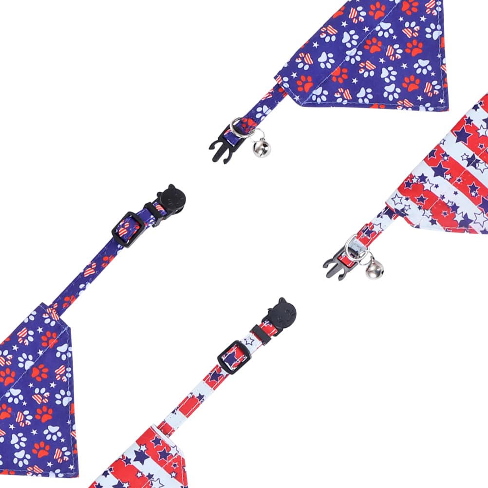 American Flag Cat Collar With Bell Bandana Star Adjustable 4Th Of July Breakaway Kitten For Independence Day