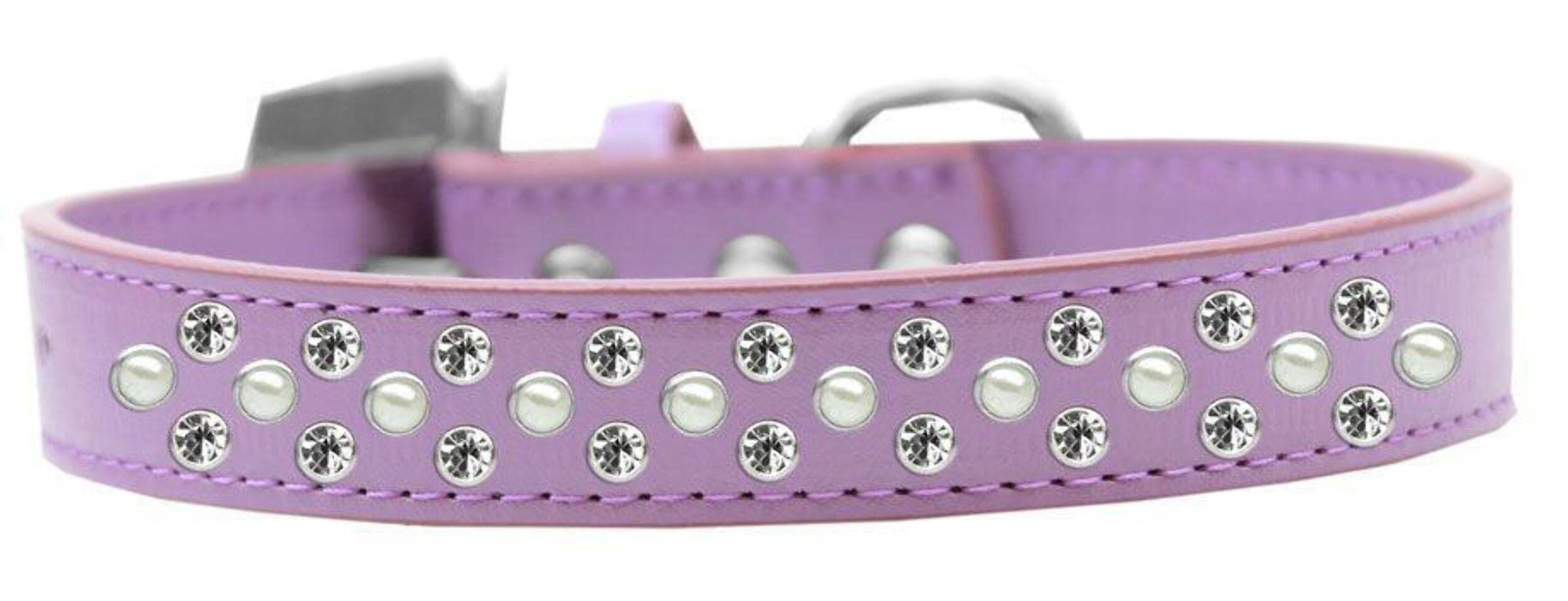 Mirage Pet Products Sprinkles Dog Collar with Pearl and Clear Crystals, Size 16, Lavender
