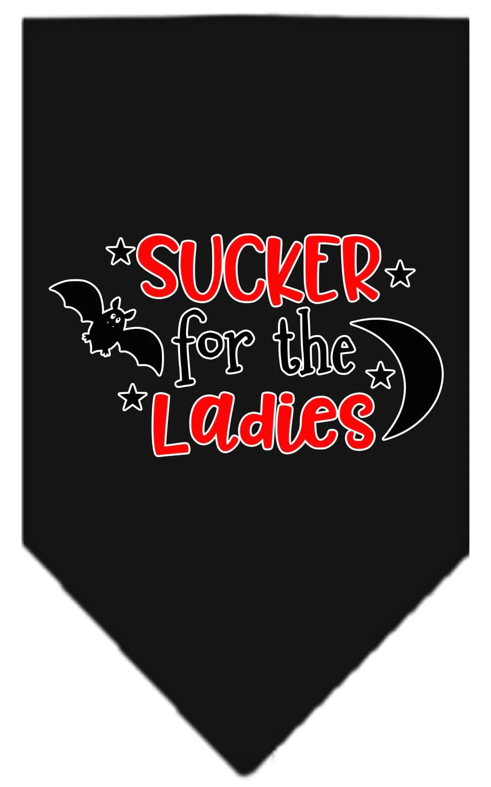 Halloween Pet and Dog Bandana Screen Printed, "Sucker For The Ladies" Bright Pink Large