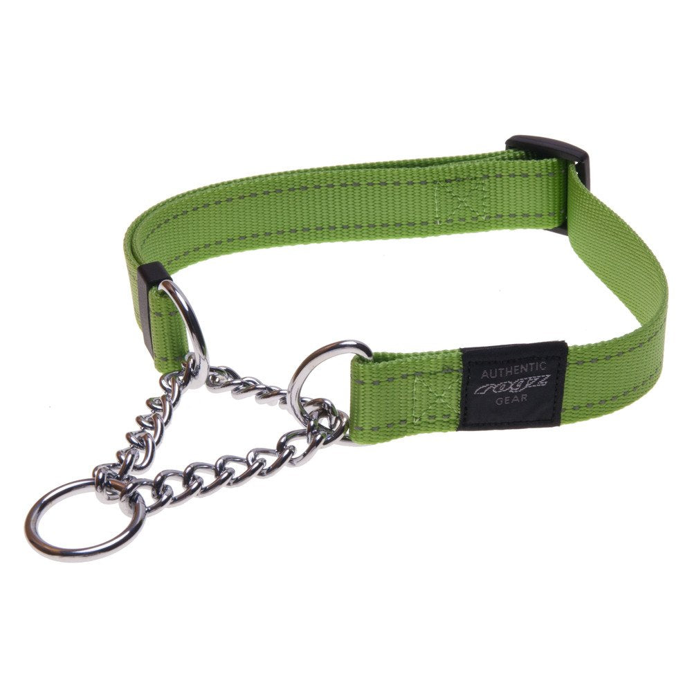 Reflective Nylon Choke Collar; Slip Show Obedience Training Gentle Choker For Medium Dogs, Green
