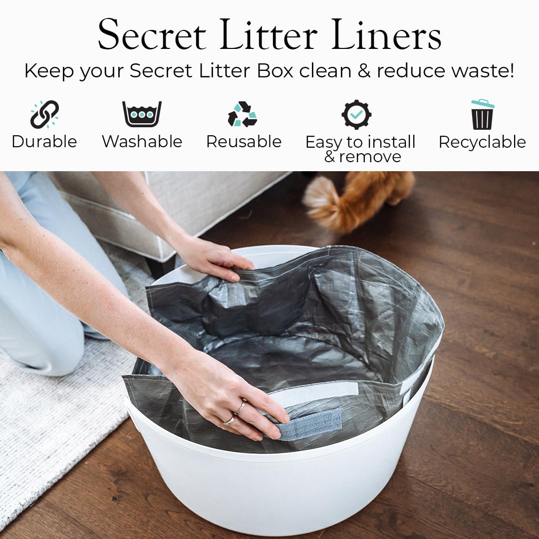 Reusable Litter Box Liners by Bundle & Bliss, 3-Pack - Easy to Clean, Non-Slip Litter Liners For Secret Litter Box - Durable Des