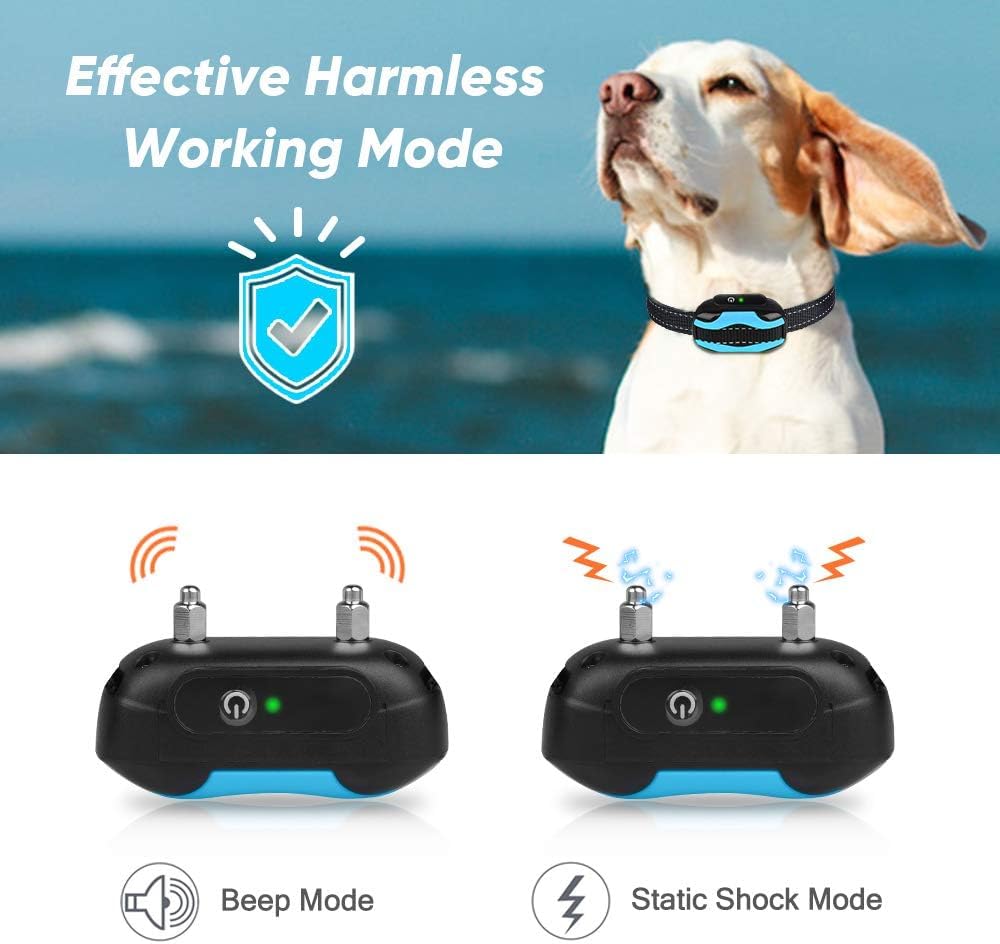 PcEoTllar Electric Dog Fence System, Rechargeable with 2 Waterproof Collars, 656Ft Boundary Wire, For 2 Dogs, Black, Model 860-2