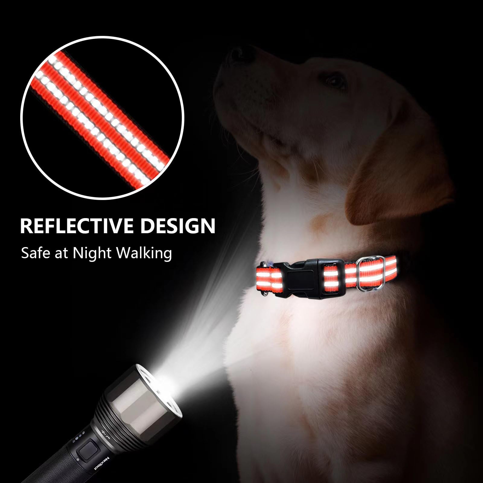 Joyeeiioo Martingale Dog Collar, Adjustable Nylon Reflective Collar With Quick Release Buckle (Bright Orange, Extra Large)