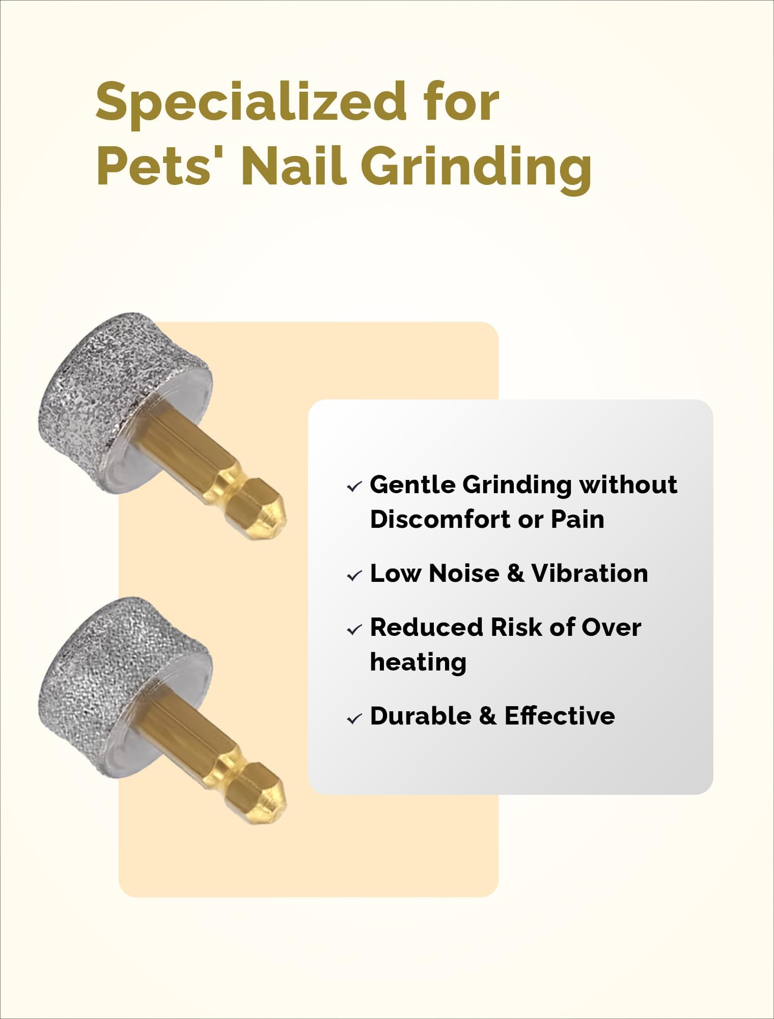 pedgogo Dog Nail Grinder Replacement Heads 4Pcs - 2 Hard 40# & 2 Regular 80# for All Dog Sizes - Silver