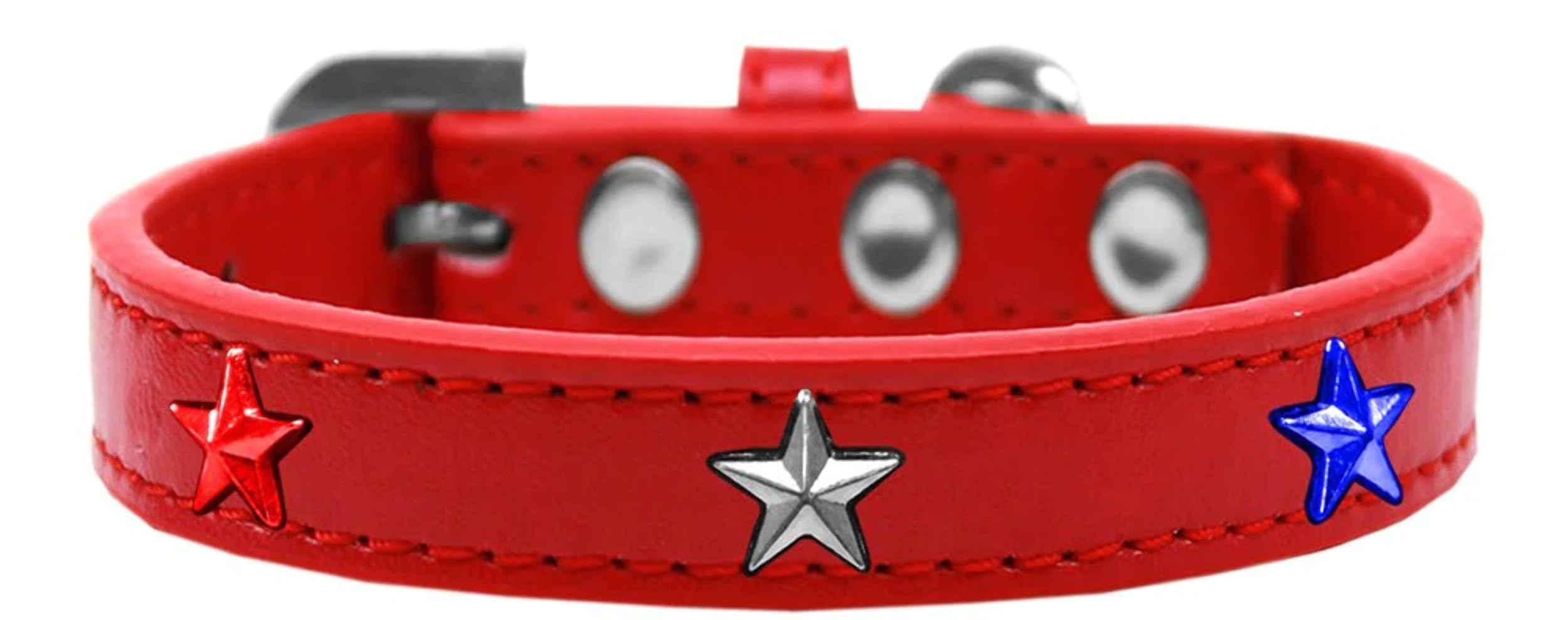 Dog, Puppy and Pet Widget Fashion Collar, "Red, White & Blue Stars" Aqua 20