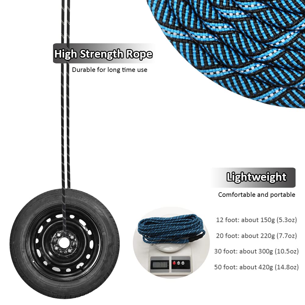 Sepxufore Long Slip Lead Dog Leash Reflective Anti-Choking 12 Ft/20 Ft/30 Ft/50 Ft Rope Training Leash For Medium Dogs Small Puppy Pets (50Ft, Blue)