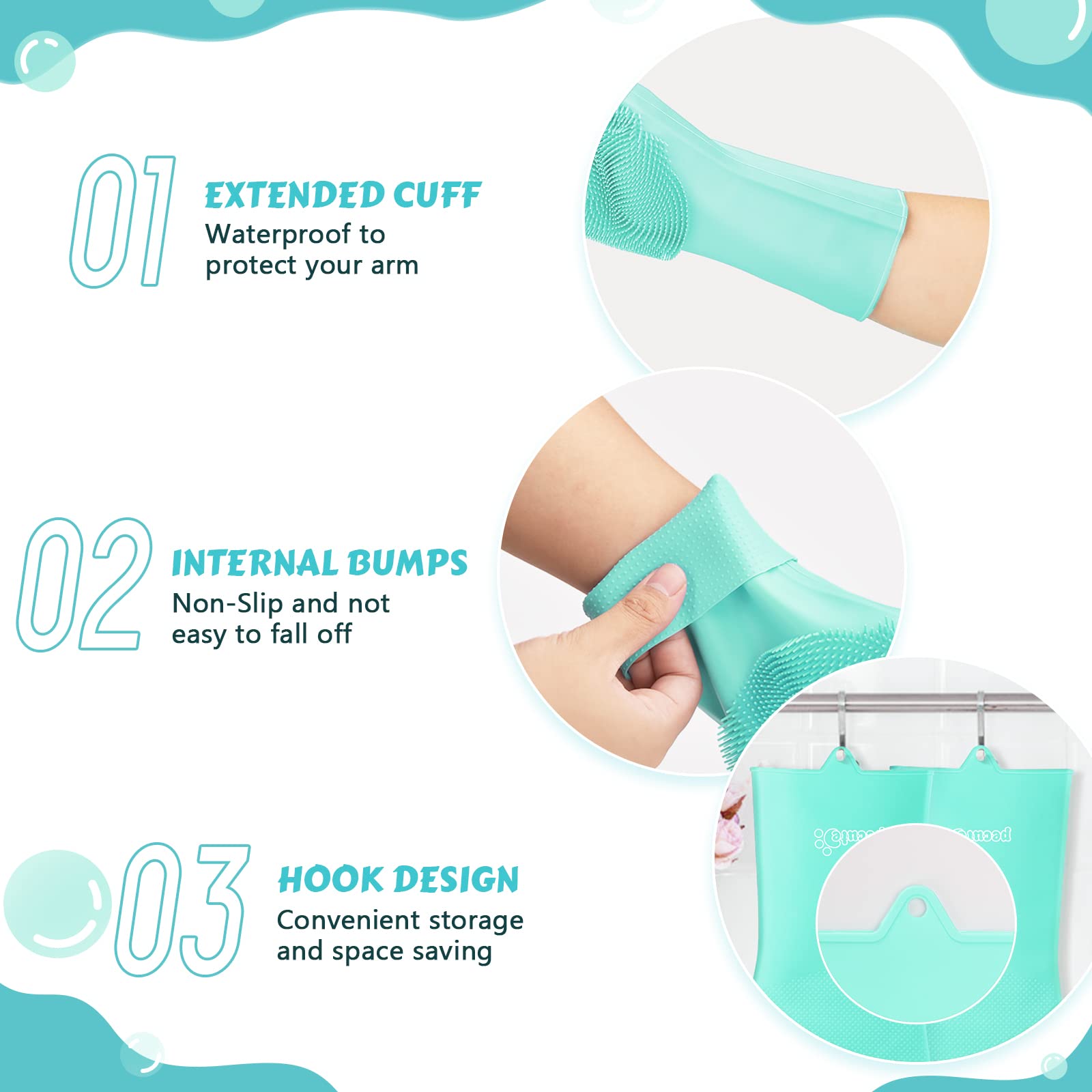 Pecute Pet Grooming Gloves, Heat Resistant Cat Bathing Gloves With High-Density Teeth, Silicone Dog Bathing Gloves With Enhanced Five Finger Design, Bathing And Massaging For Dogs And Cats