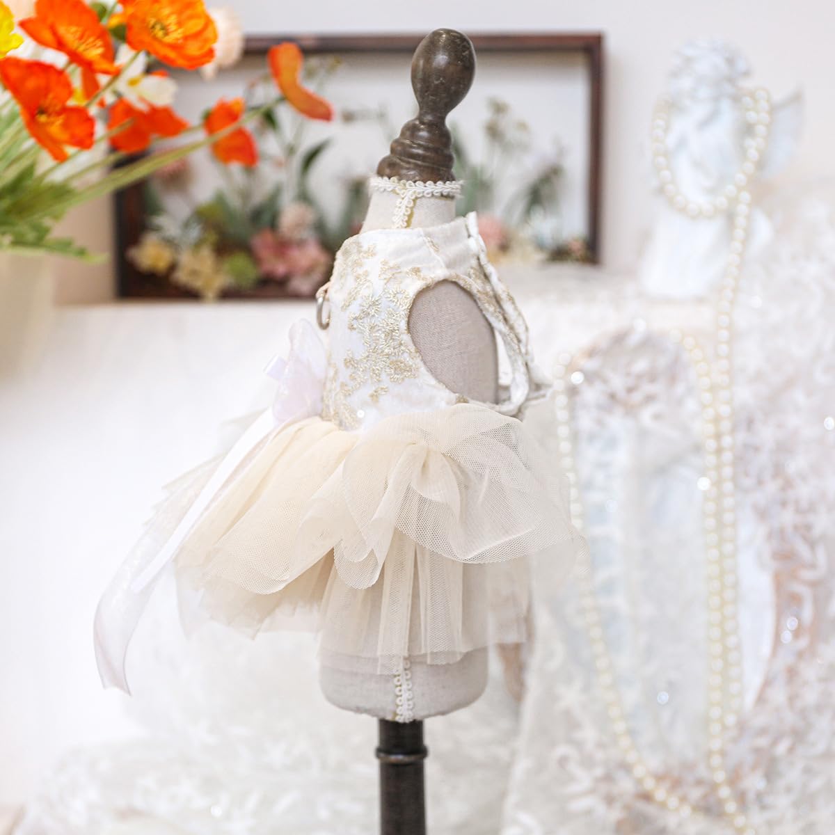 Marupet Fashion Sweet Puppy Dog Blingbling Princess Skirt Pet Dog Lace Cake Camisole Tutu Dress E-White Xs