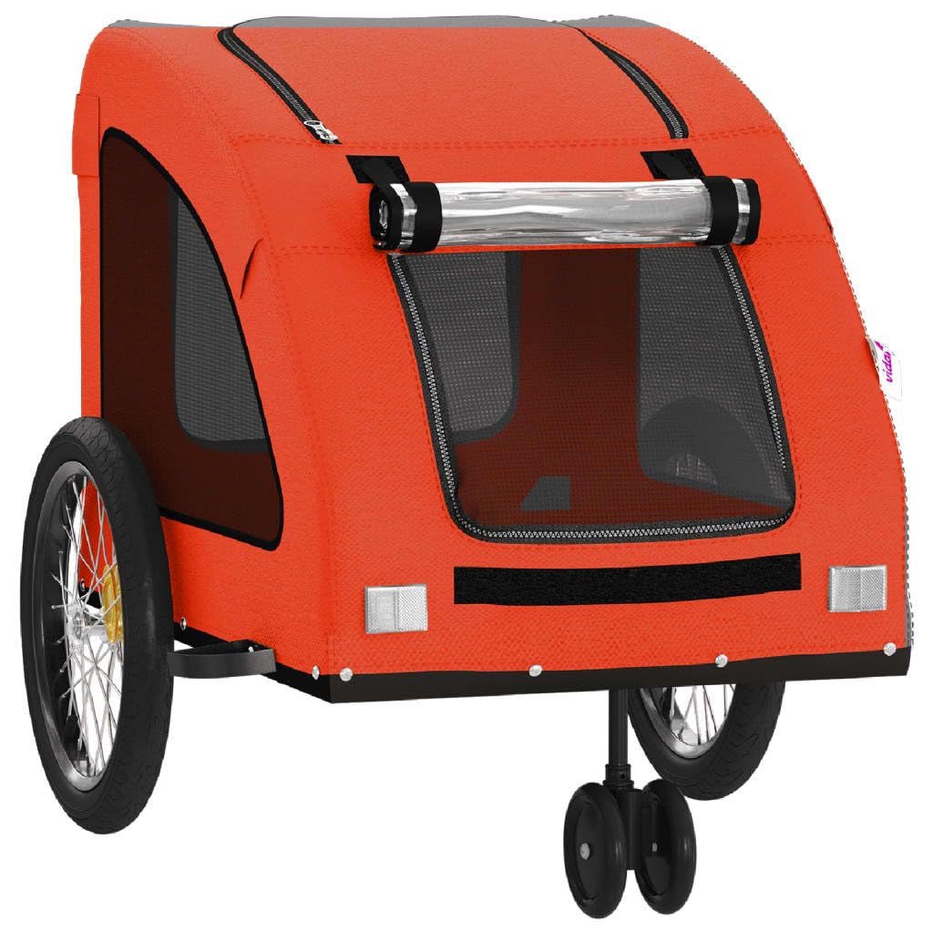 vidaXL Pet Bike Trailer - Sturdy Iron Frame, Comfortable Oxford Fabric, 53.9" L Cargo Area, Orange - Model 93984
