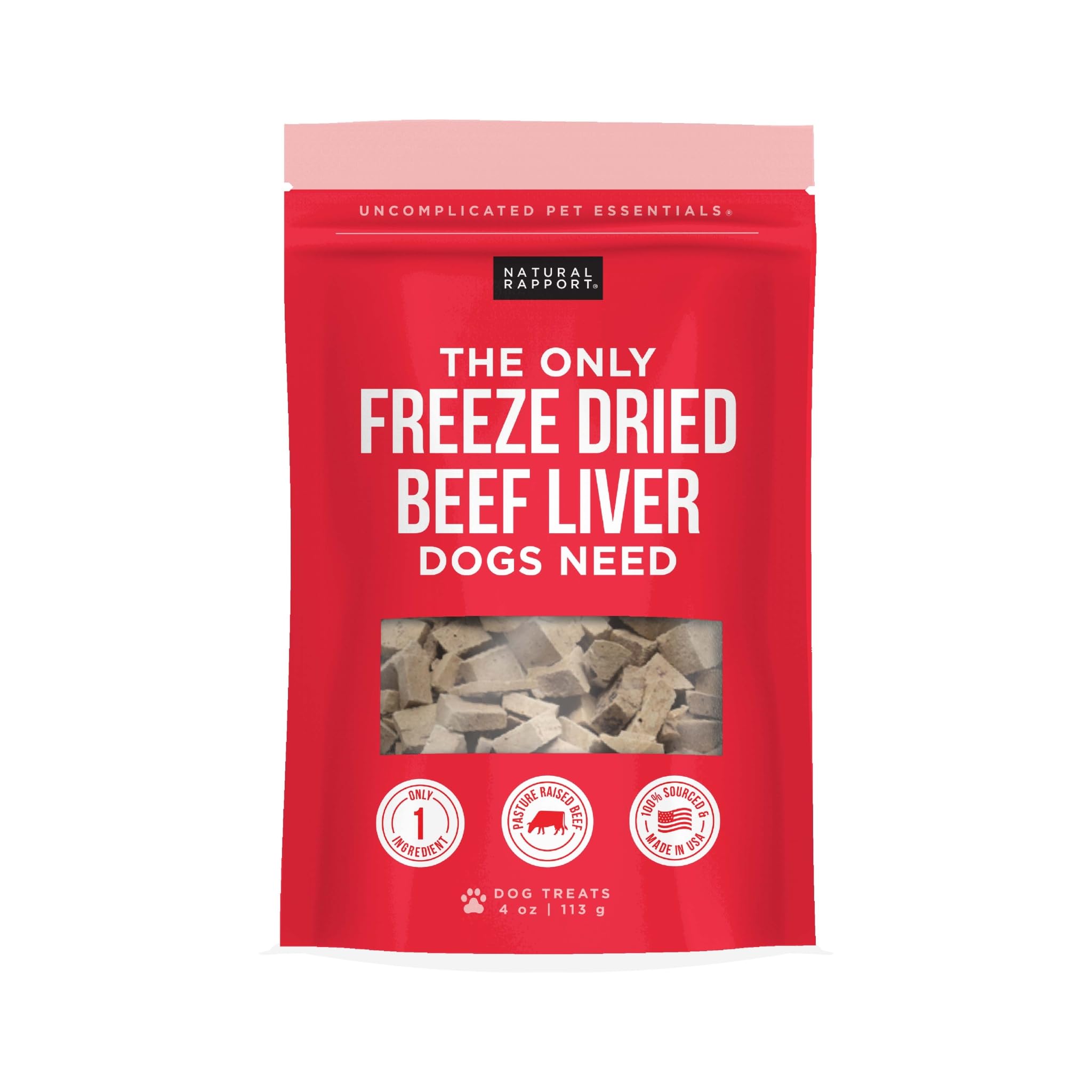 Natural Rapport Beef Liver Dog Treats - The Only Freeze Dried Beef Liver Dogs Need - Grain-Free Beef Bites, Dog Treats for Small