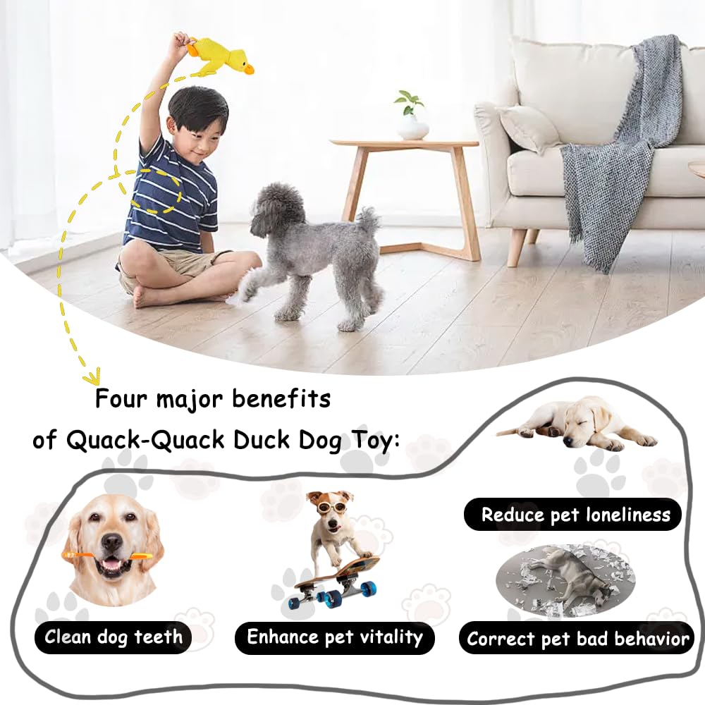 Quack-Quack Calming Duck Dog Toy, Emotional Support Plush For Dogs, Indestructible Chew Toy For Aggressive Chewers, Soft Squeaky