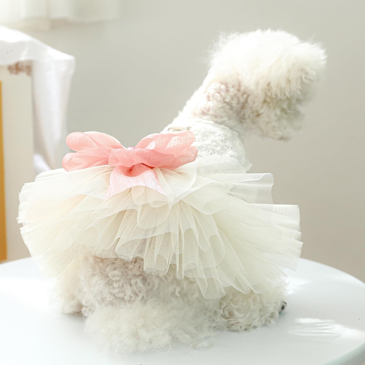 Clopon Dog Dresses Pink Dog Dress Female Yorkie Dresses Teacup Girl Puppy Clothes Extra Small Puppy Outfit Xs Pink