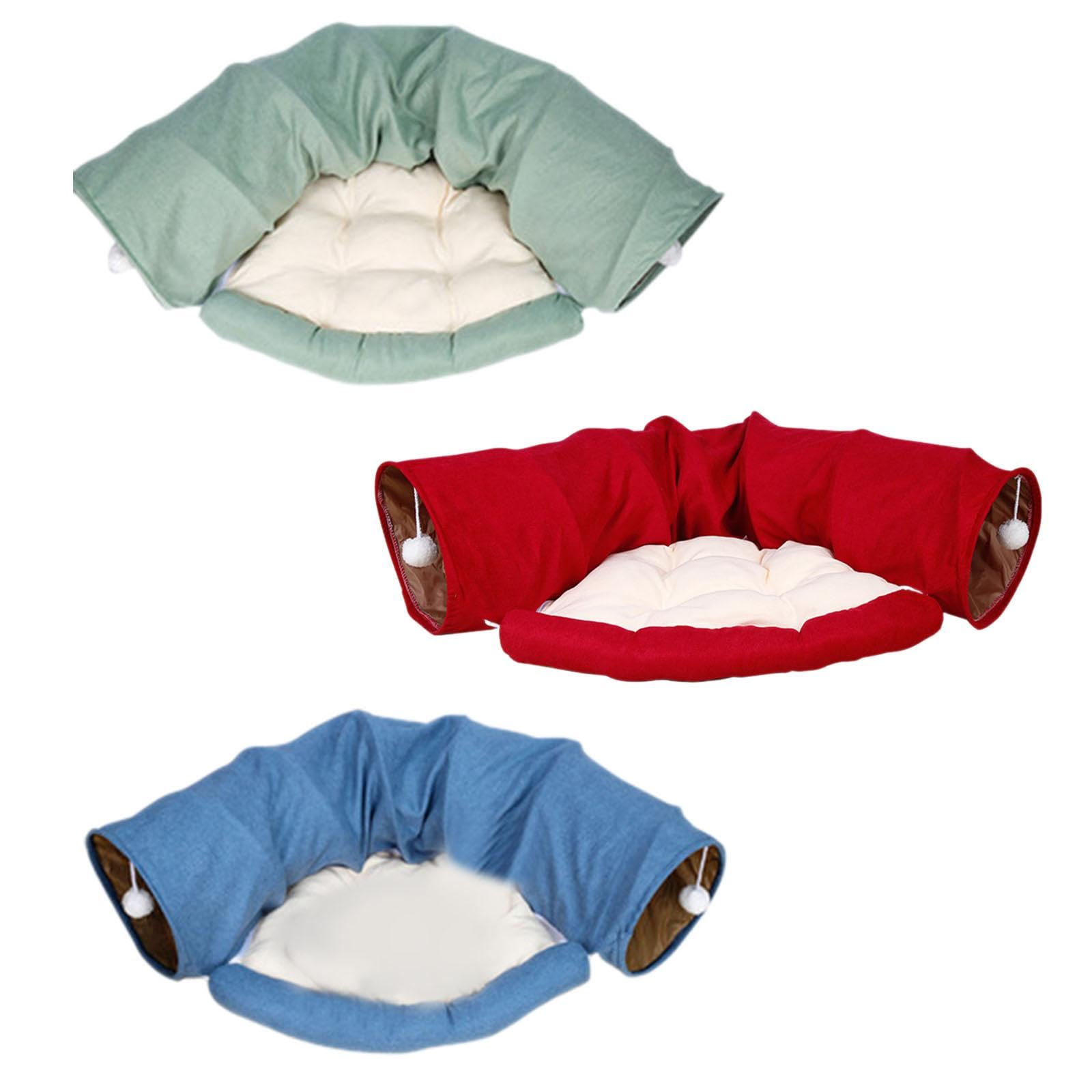 Enakshi Cat Tunnel And Bed Toy Set With Removable Washable Mat For Cats Pets Hamster Green|Pet Supplies | Cat Supplies | Toys
