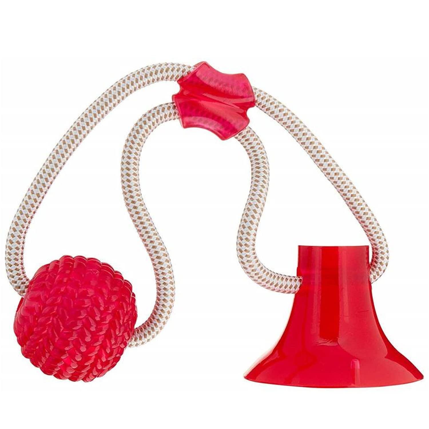 emily pets Dog Chew Toy, Durable Dog Tug Rope Ball Toy with Suction Cup, Safe Pet Molar Chew Toys Soft Dental Care TPR Ball for 