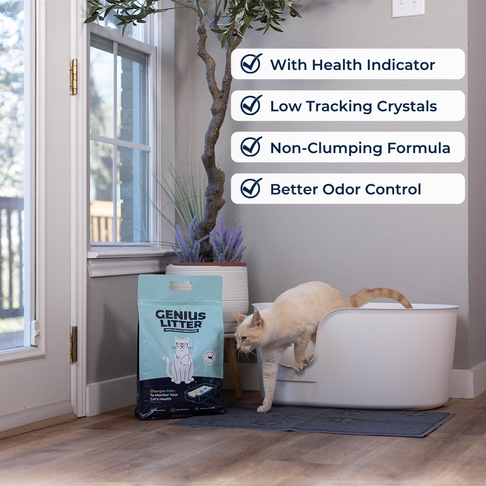 Alpha Paw - Genius Cat Litter With 5-Color Health Indicator, Non Clumping Lightweight Silica Gel Crystals (6 Lbs)