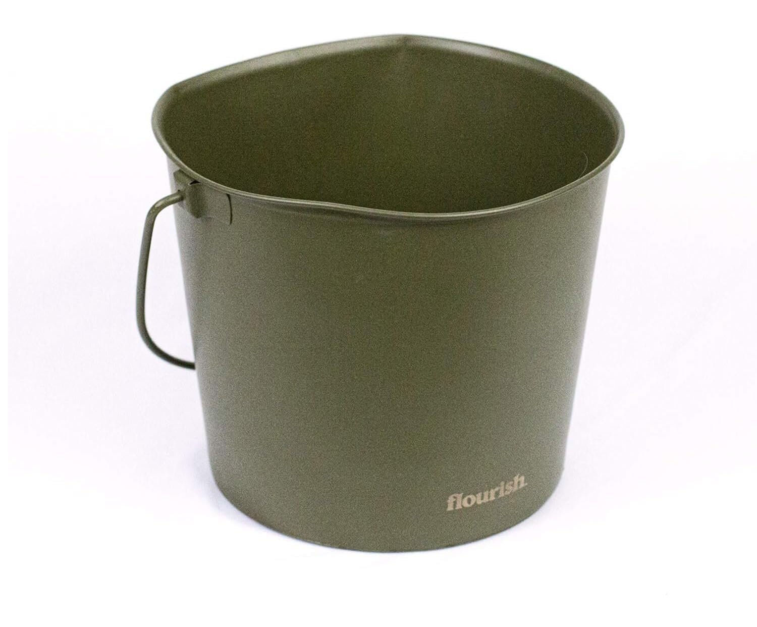 Flourish Pets Stainless Steel Dog Bucket (4 Qt Army Green Powder Coated)