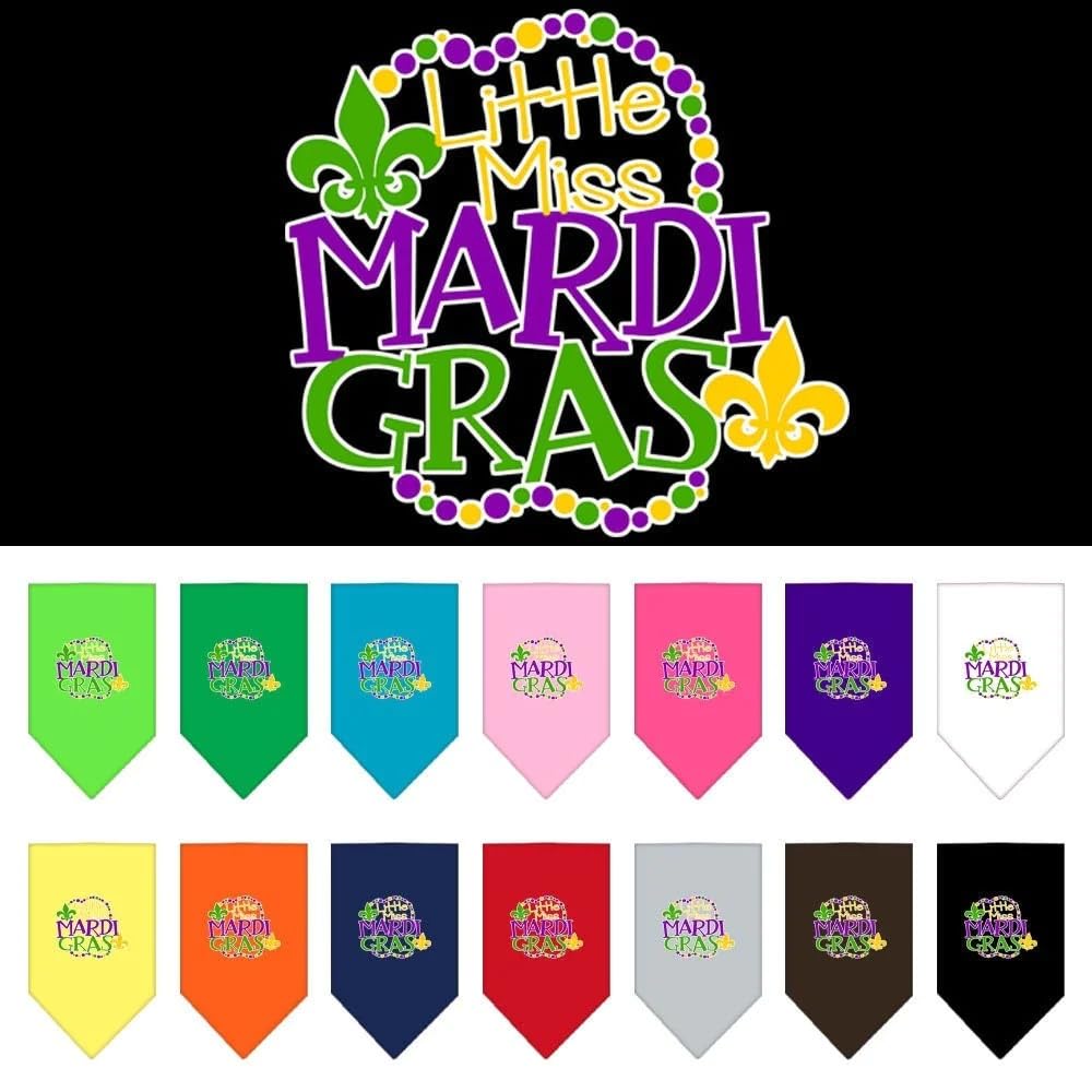 Mirage Pet Product Miss Mardi Gras Screen Print Mardi Gras Bandana Light Pink Large