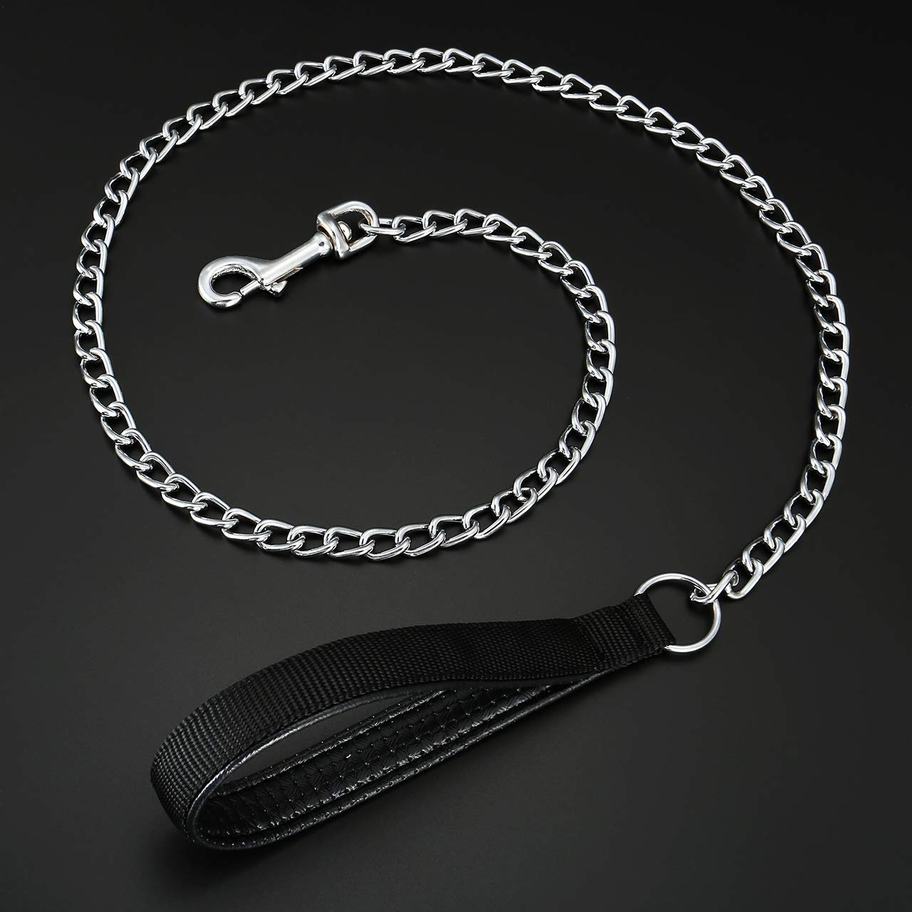 Filhome Metal Dog Leash - Chew Proof Chain Leash, 4Ft Heavy Duty, Padded Handle For Large Dogs