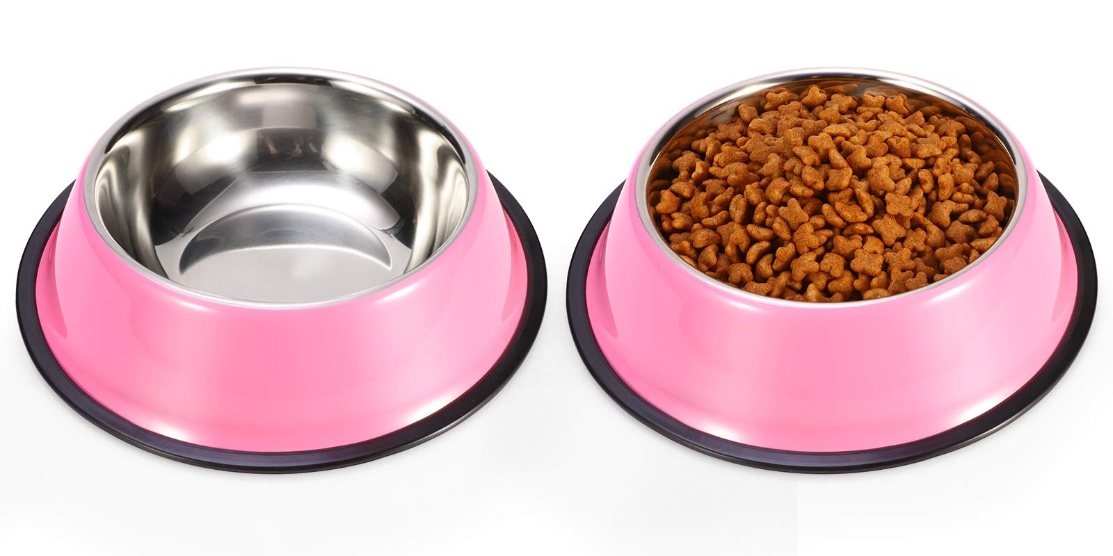 Podinor Stainless Steel Dog Bowls, Food and Water Non Slip Anti Skid Stackable Pet Puppy Dishes for Small, Medium and Large Dogs