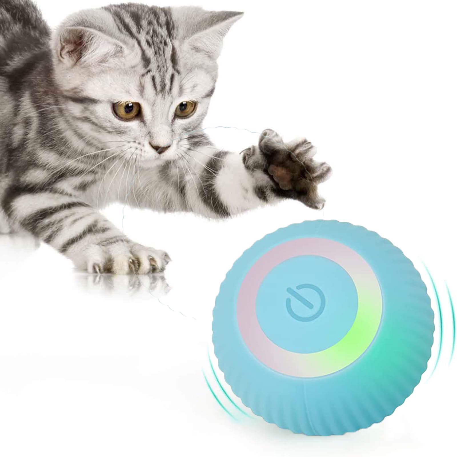 Bsrobotic Interactive Cat Toy Ball  Automatic Rolling & Smart Stay Modes, Usb Rechargeable, Safe Soft Silicone, Obstacle Avoida