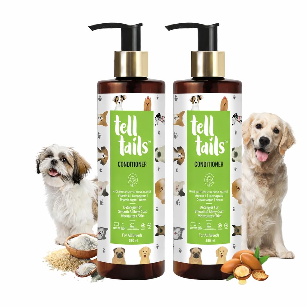 Tell Tails 5-In-1 Dog Conditioner - Pack Of 2 (500Ml) - For Shih Tzu & All Breeds - Detangles, Softens, Repairs, Shines & Moistu
