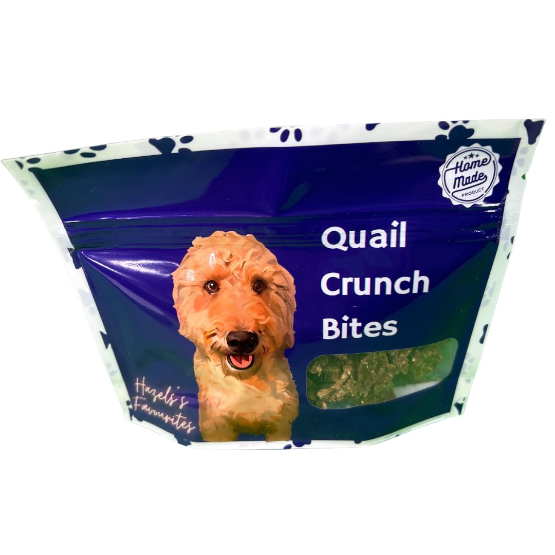 Quail Crunch Bites: Gourmet Dehydrated Dog Treats with Quail Meat & Shells | Premium Healthy Dog Treats for Training | Organic Ingredients for a Happy Palate