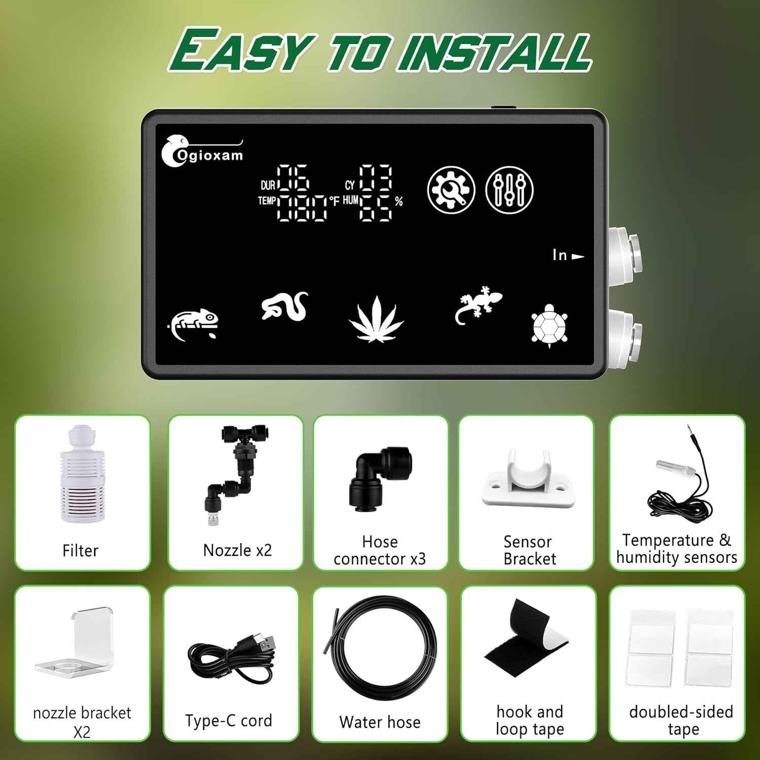Automatic Reptile Misting System with Timer – Black