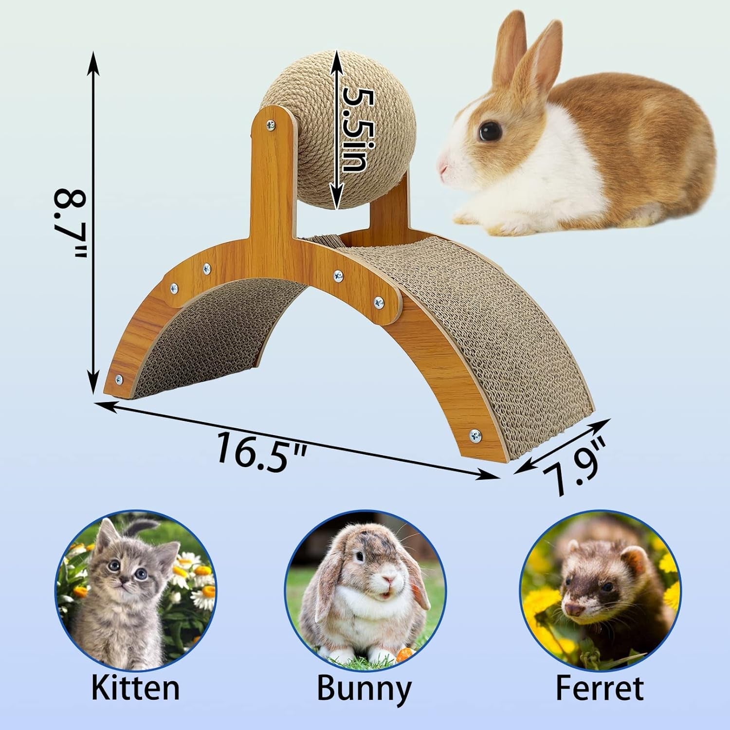 Rabbit Scratching Toy Sisal Ball Cardboard Scratcher for Small Pets