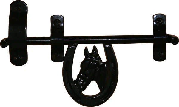 Newport Blacksmith Door Latch Horse Head Heavy Duty Steel Black Powder Coat