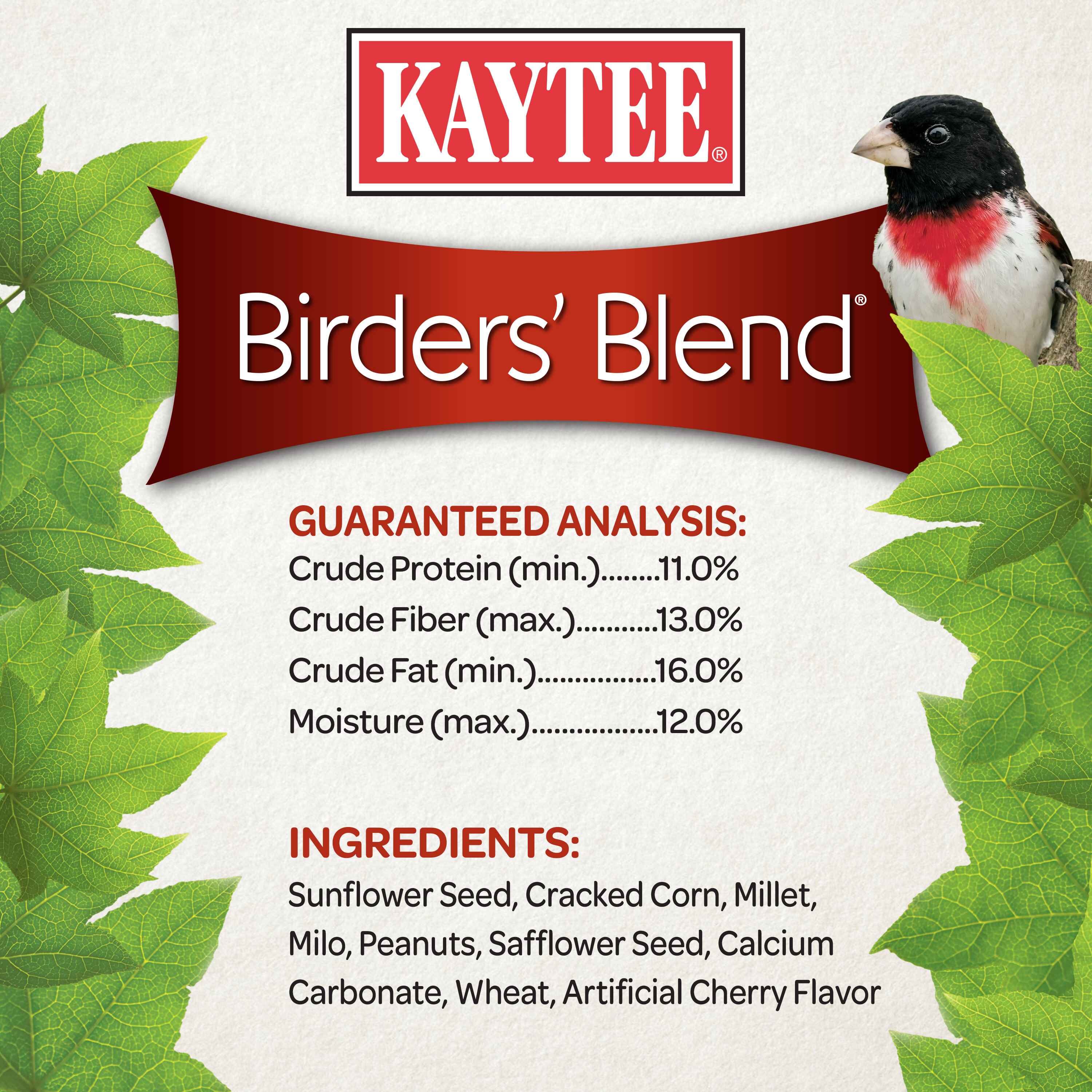 Kaytee Birders' Paradise Blend 20lb Wild Bird Seed for Cardinals, Finches & Songbirds