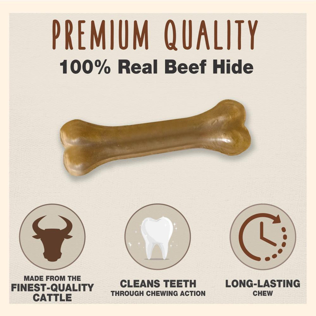 Cadet Pressed Rawhide Bones 6.5" Dog Chews 12 Pack Long Lasting Beef Hide