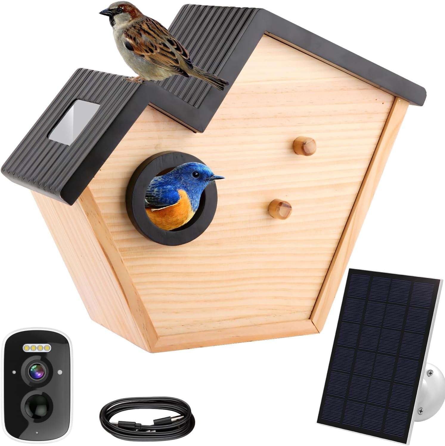 Bird House Camera Solar WiFi Smart Birdhouse HD Motion Detection 32GB