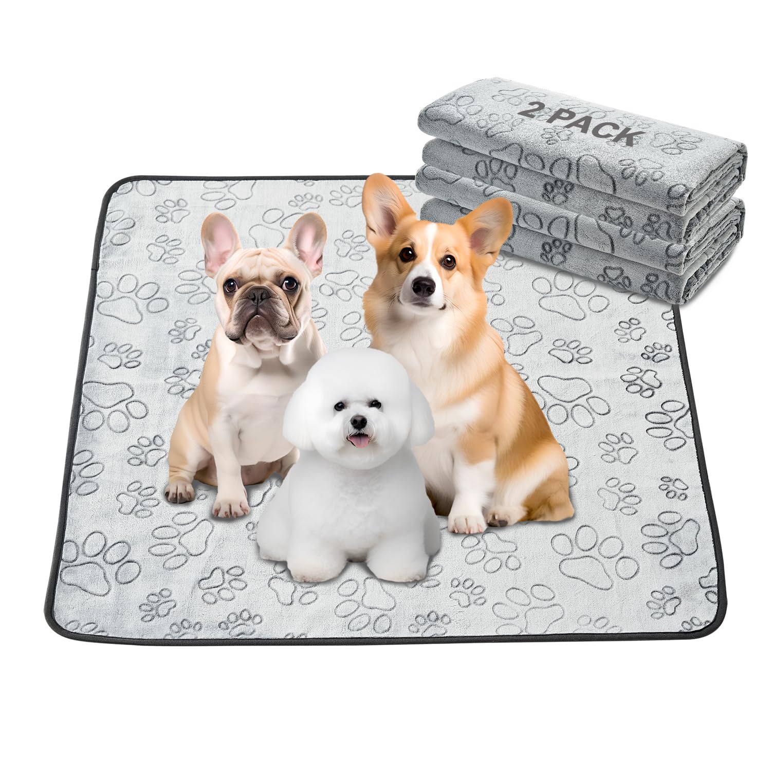 Qeils Reusable Puppy Pads, 2 Pack Washable Pee Pads For Dogs, Waterproof Non Slip Wee Wee Pad, Absorbent And Leakproof Training Mats For Potty, Crate, Playpen, Bed, Sofa, 36'X 41'