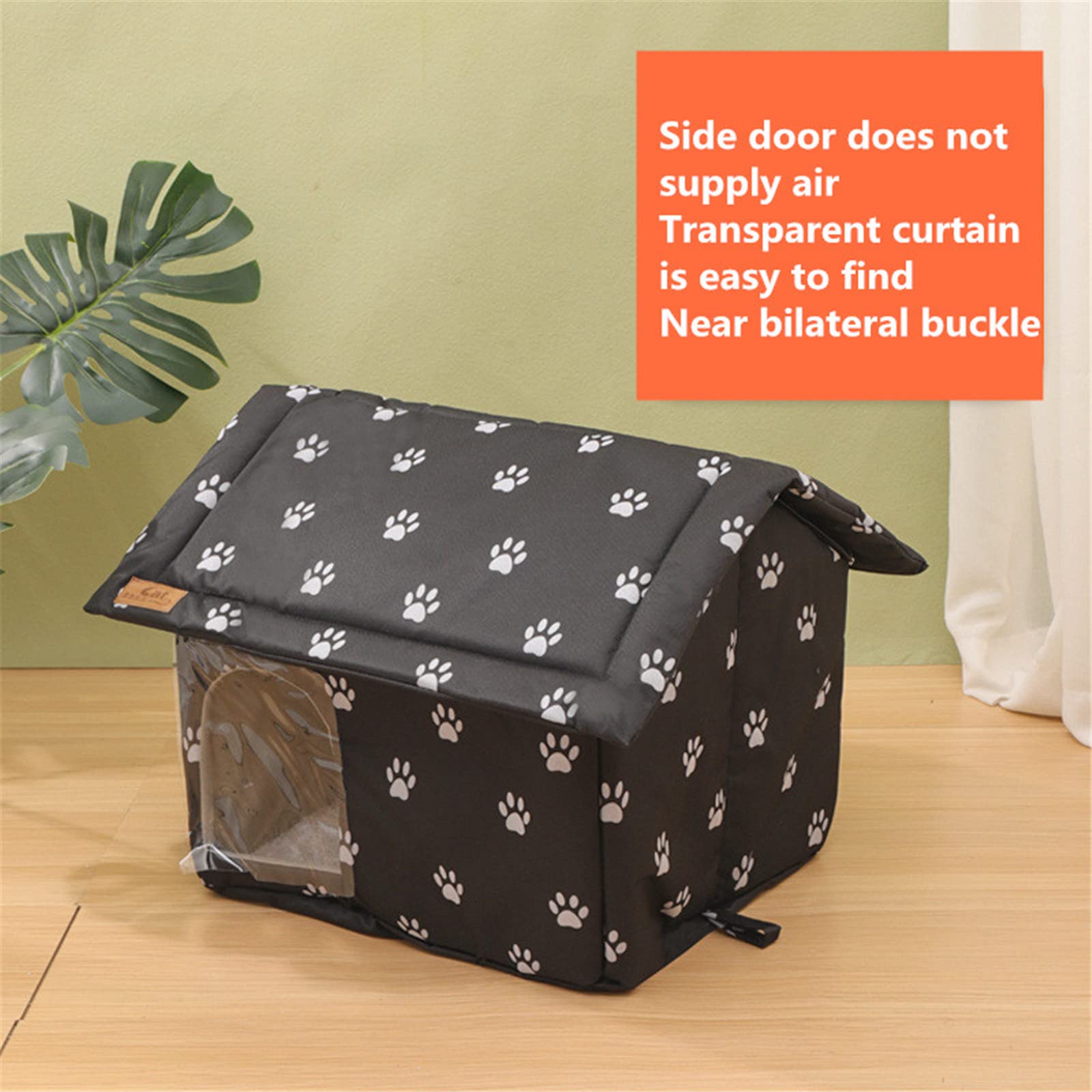 Stray Cats Shelter Cat Bed, Outdoor Waterproof Windproof Foldable Warm Pet Cave, Oxford Stray Cats Shelter Pet Supplies Wild Cat/Dog Winter Warm Cat House - House(M)