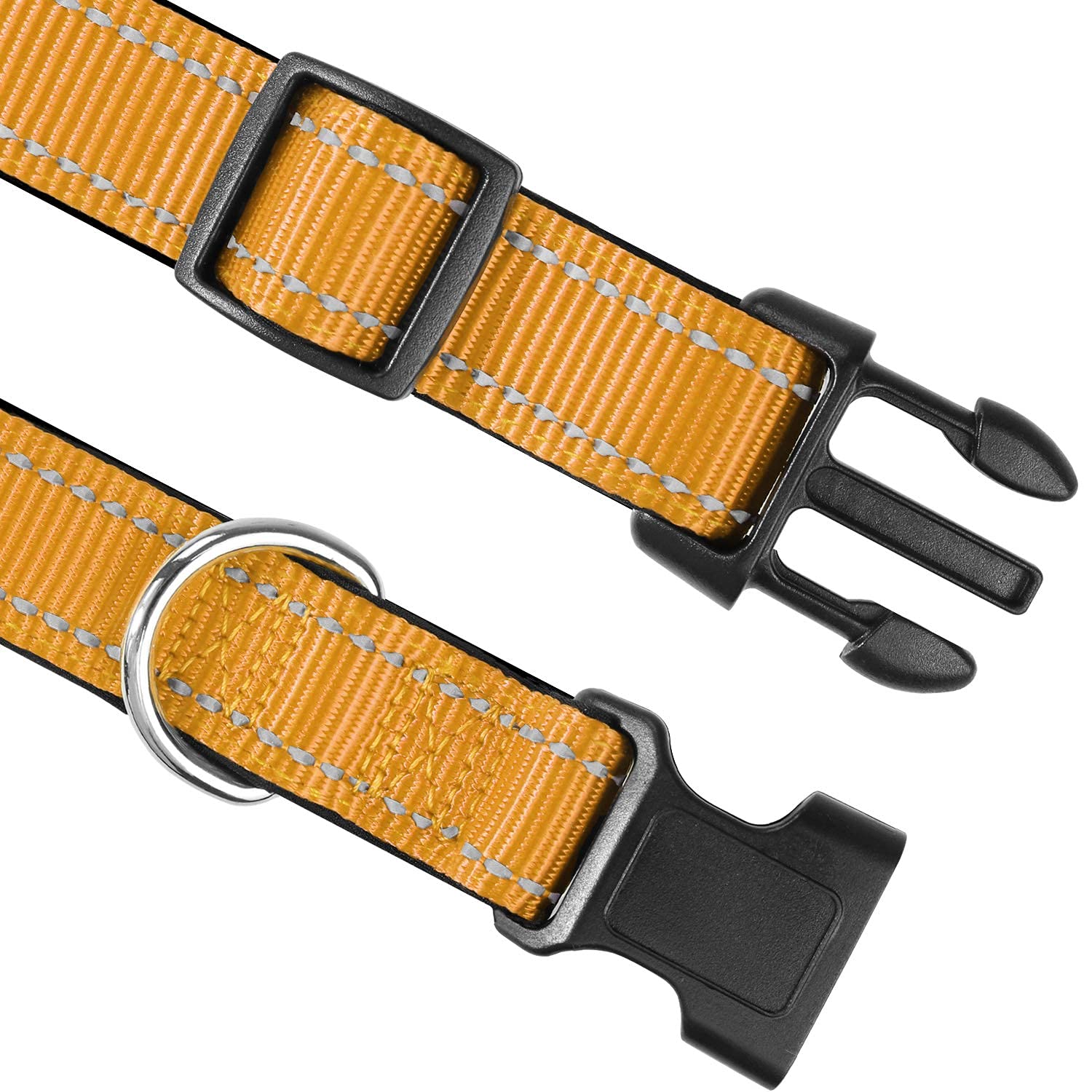 Joytale Reflective Dog Collar,Soft Neoprene Padded Breathable Nylon Pet Collar Adjustable For Large Dogs,Brown,L