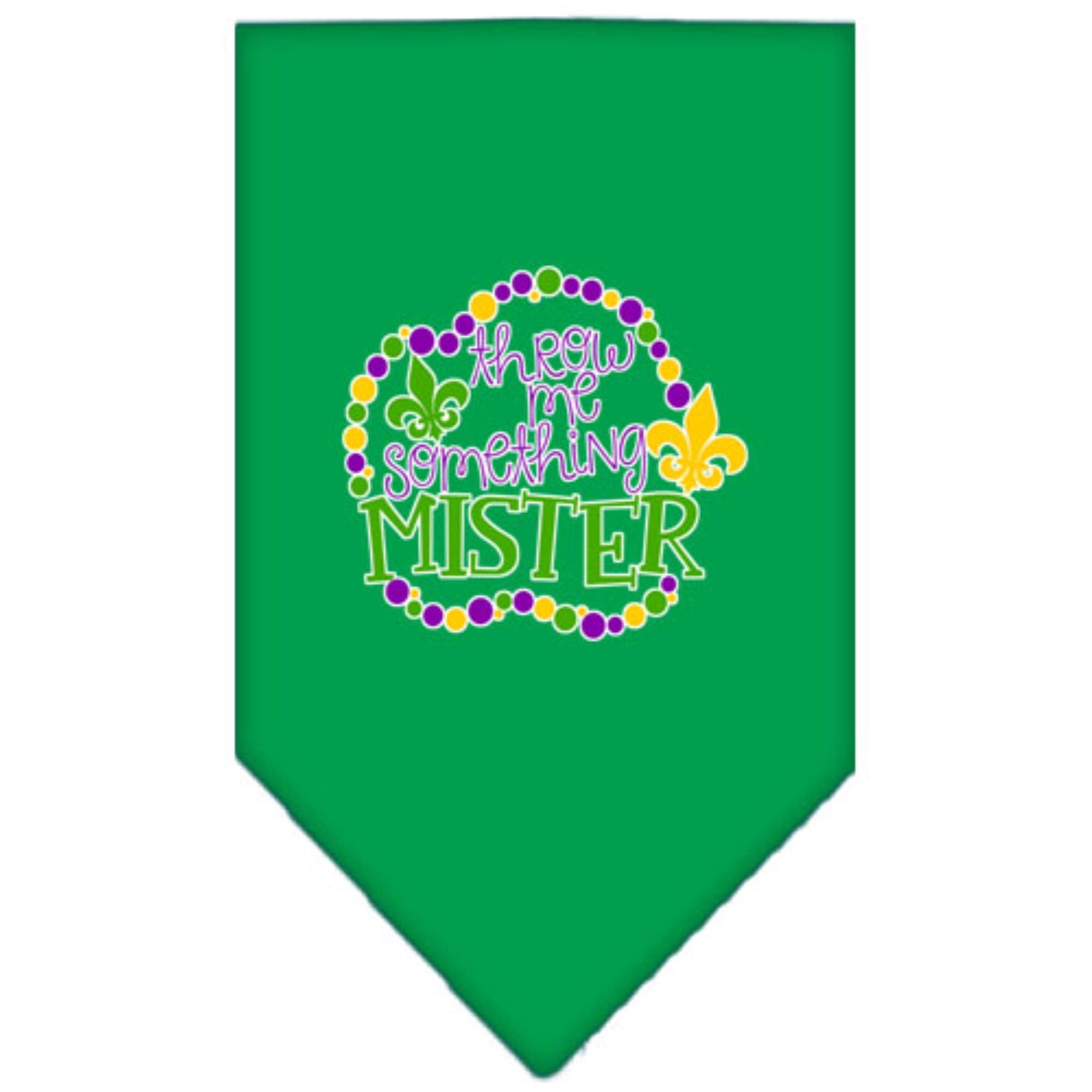 Mirage Pet Product Throw me Something Screen Print Mardi Gras Bandana Emerald Green Small