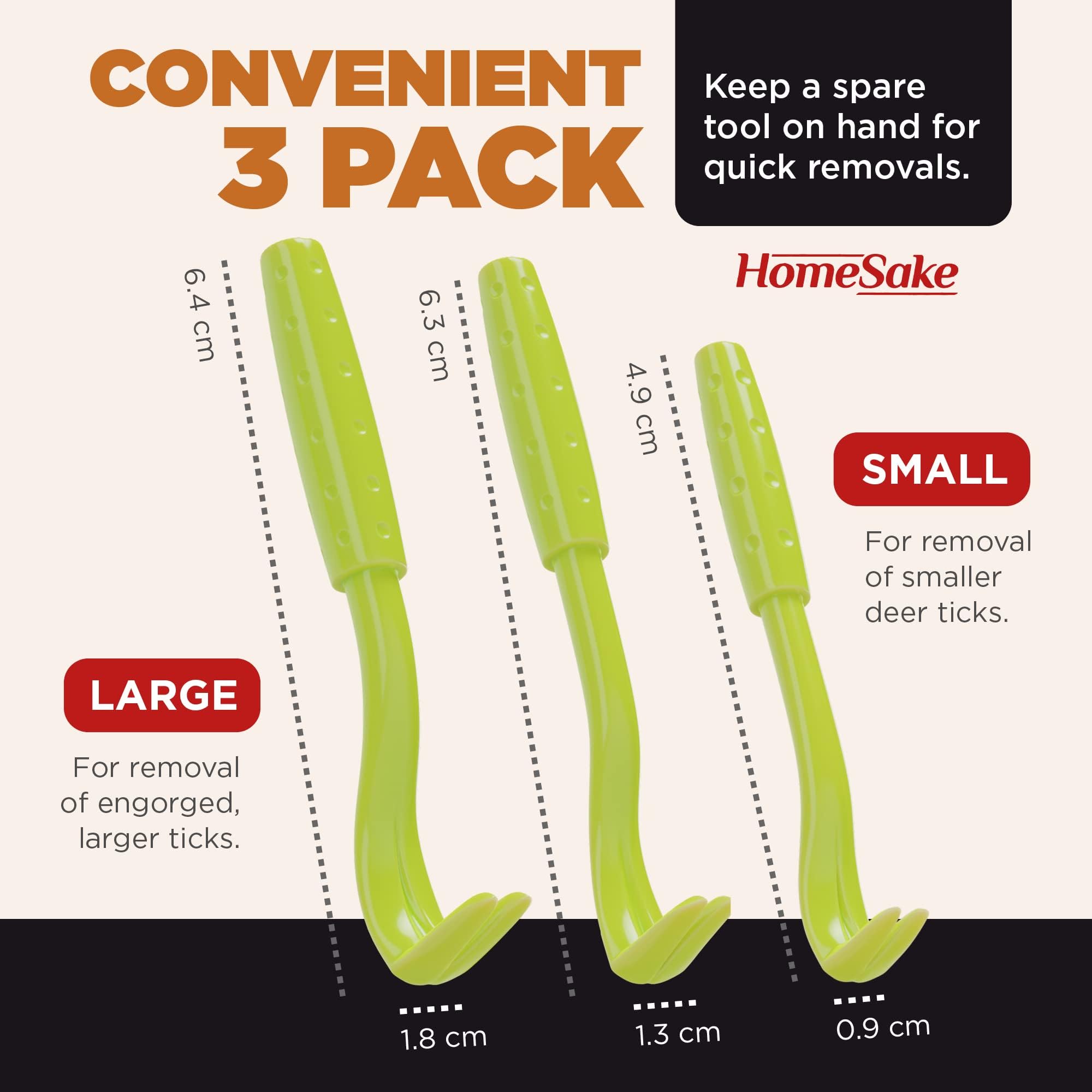 Homesake Tick Removal Tool for Dogs, Cats and Humans | Removes Entire Head & Body | Pain-Free Ticks Remover | 100% Chemical-Free
