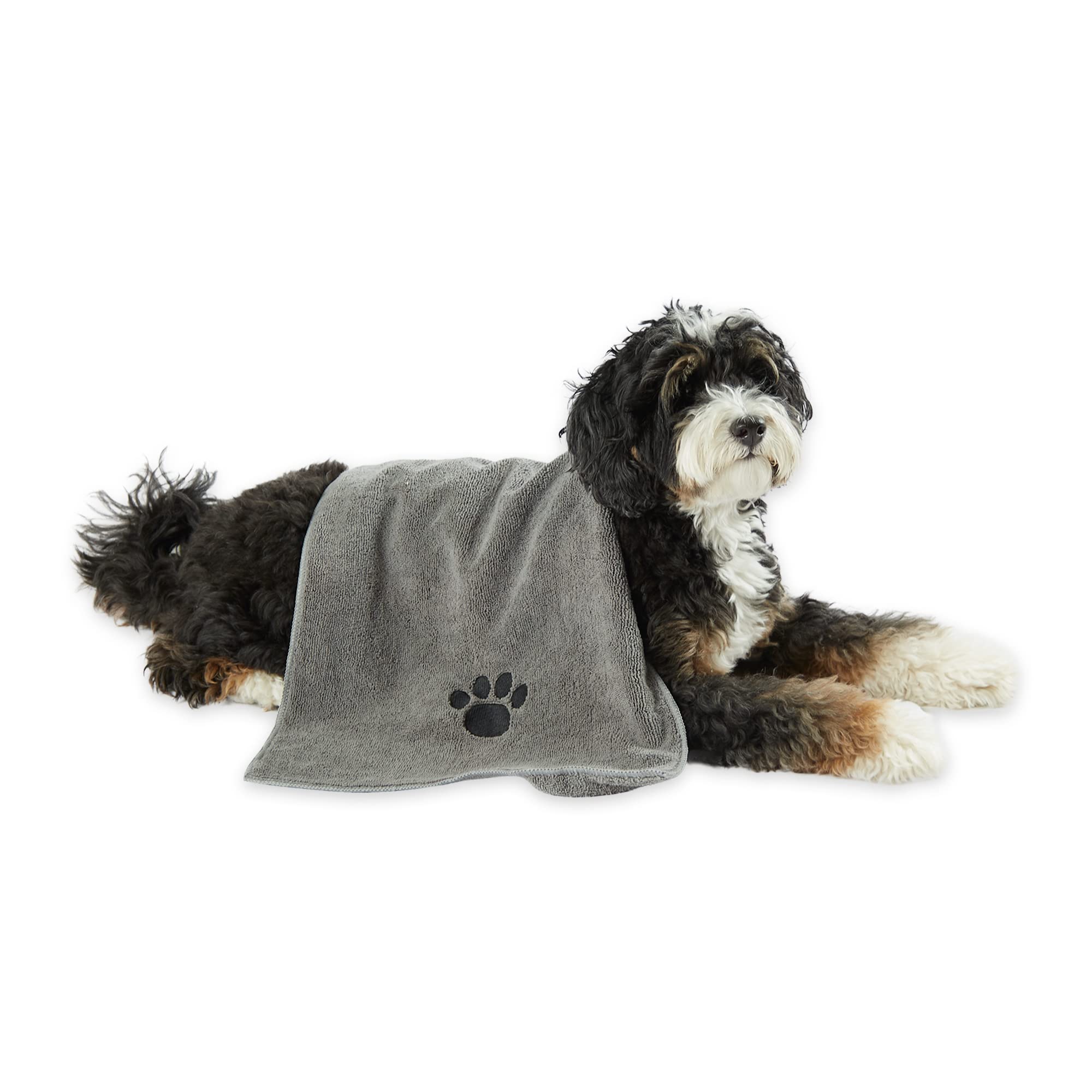 GRAY EMBROIDERED PAW SMALL PET TOWEL SET/3